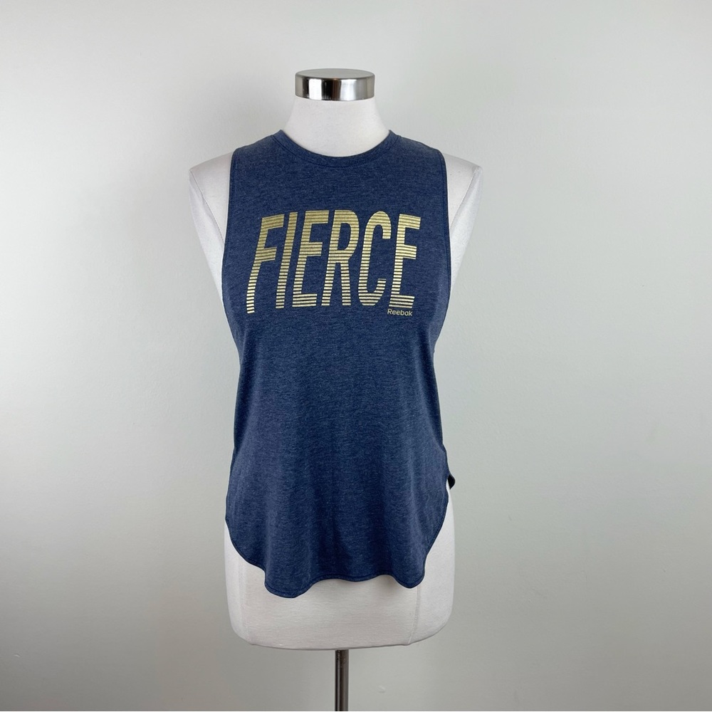 Reebok Blue Yellow Fierce Sleeveless Tank Top Shirt Women XS Athletic Workout